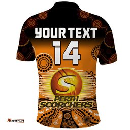 Custom Text And Number Perth Scorchers Polo Shirt Gradient Aboriginal Dot Painting Amazing Aussie