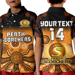 Custom Text And Number Perth Scorchers Polo Shirt Gradient Aboriginal Dot Painting Amazing Aussie