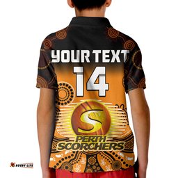 Custom Text And Number Perth Scorchers Polo Shirt Gradient Aboriginal Dot Painting Amazing Aussie