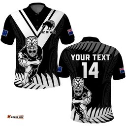 Custom Text And Number New Zealand Silver Fern Rugby Polo Shirt NZ Kiwi Pacific Maori Sporty Amazing Aussie