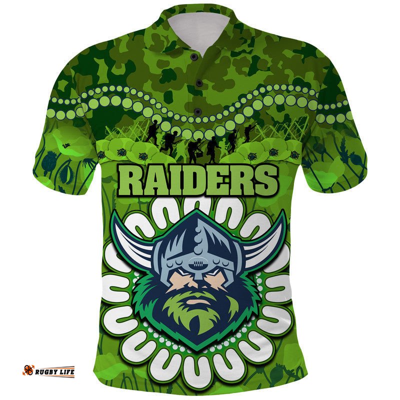 Raiders Rugby ANZAC Polo Shirt Camouflage Poppy Amazing Aussie