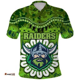 Raiders Rugby ANZAC Polo Shirt Camouflage Poppy Amazing Aussie