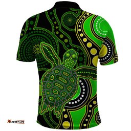 Aboriginal Turtle Polo Shirt Green Style