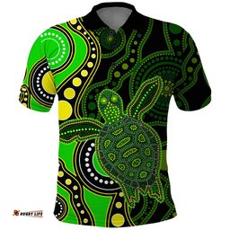 Aboriginal Turtle Polo Shirt Green Style