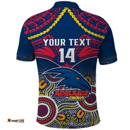 Personalised Adelaide Crows Football Polo Shirt Aboriginal Mix Polynesian Pattern