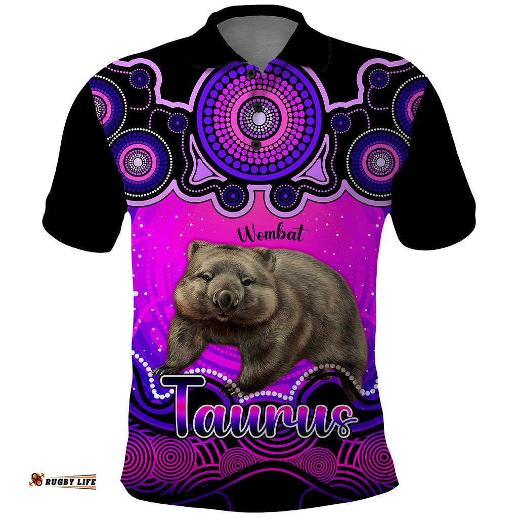Personalised Australia Taurus Wombat Zodiac Polo Shirt Auz Astrology Aboriginal - Magenta