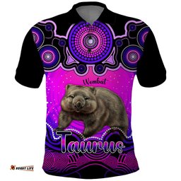Personalised Australia Taurus Wombat Zodiac Polo Shirt Auz Astrology Aboriginal - Magenta