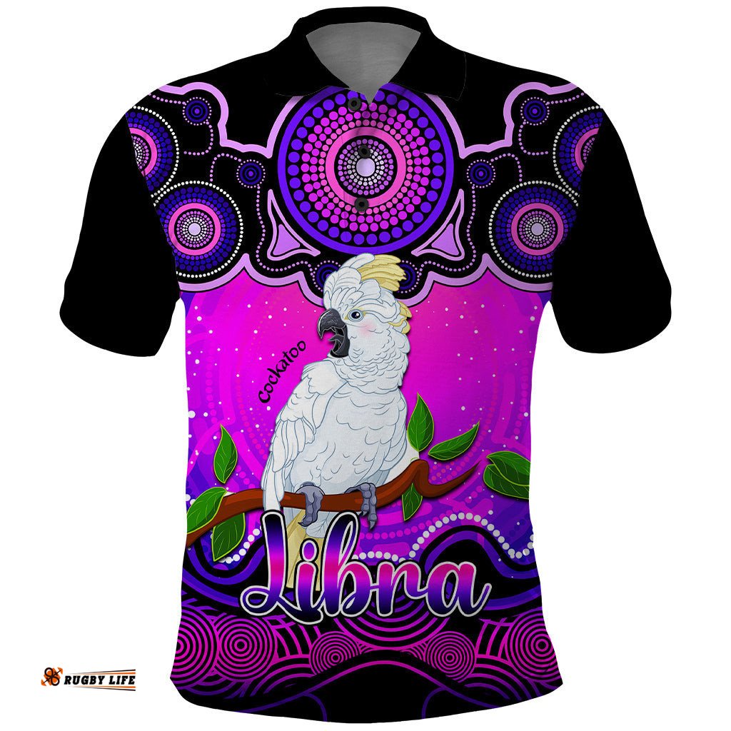 Personalised Australia Libra Cockatoo Zodiac Polo Shirt Auz Astrology Aboriginal - Magenta