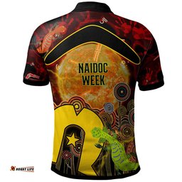 Australia NAIDOC Week 2022 Polo Shirt - Boomerang Aboriginal Inspired Naidoc Week and Torres Strait Flag "Get up! Stand up! Show up!" Polo Shirt Amazing Aussie
