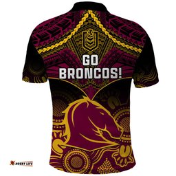 Broncos Rugby Polo Shirt Brisbane 1987 Aboriginal Mix Polynesian Pattern
