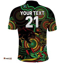 Custom Panthers Rugby Aboriginal Art Polo Shirt NAIDOC Indigenous Tribal