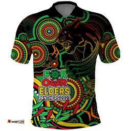 Custom Panthers Rugby Aboriginal Art Polo Shirt NAIDOC Indigenous Tribal
