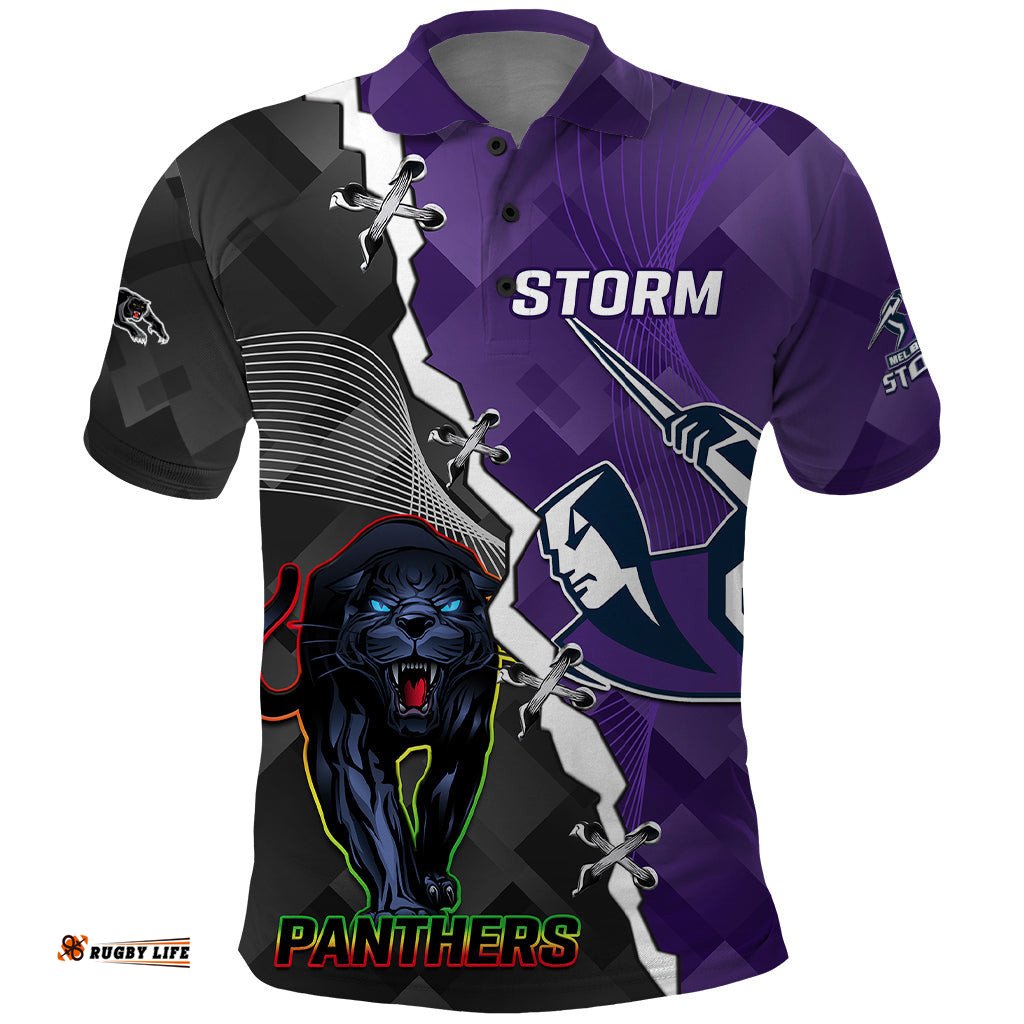 Personalised Storm And Panthers Rugby Polo Shirt 2023 Sporty Style