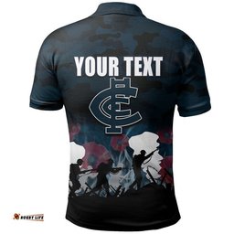 Custom Personalised AFL Anzac Day Polo Shirt Blues Army Style Amazing Aussie