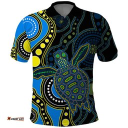 Aboriginal Turtle Polo Shirt Blue Style