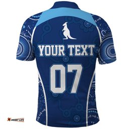 Personalised Indigenous NSW Blues Rugby Polo Shirt State Of Origin Blue Dynamic
