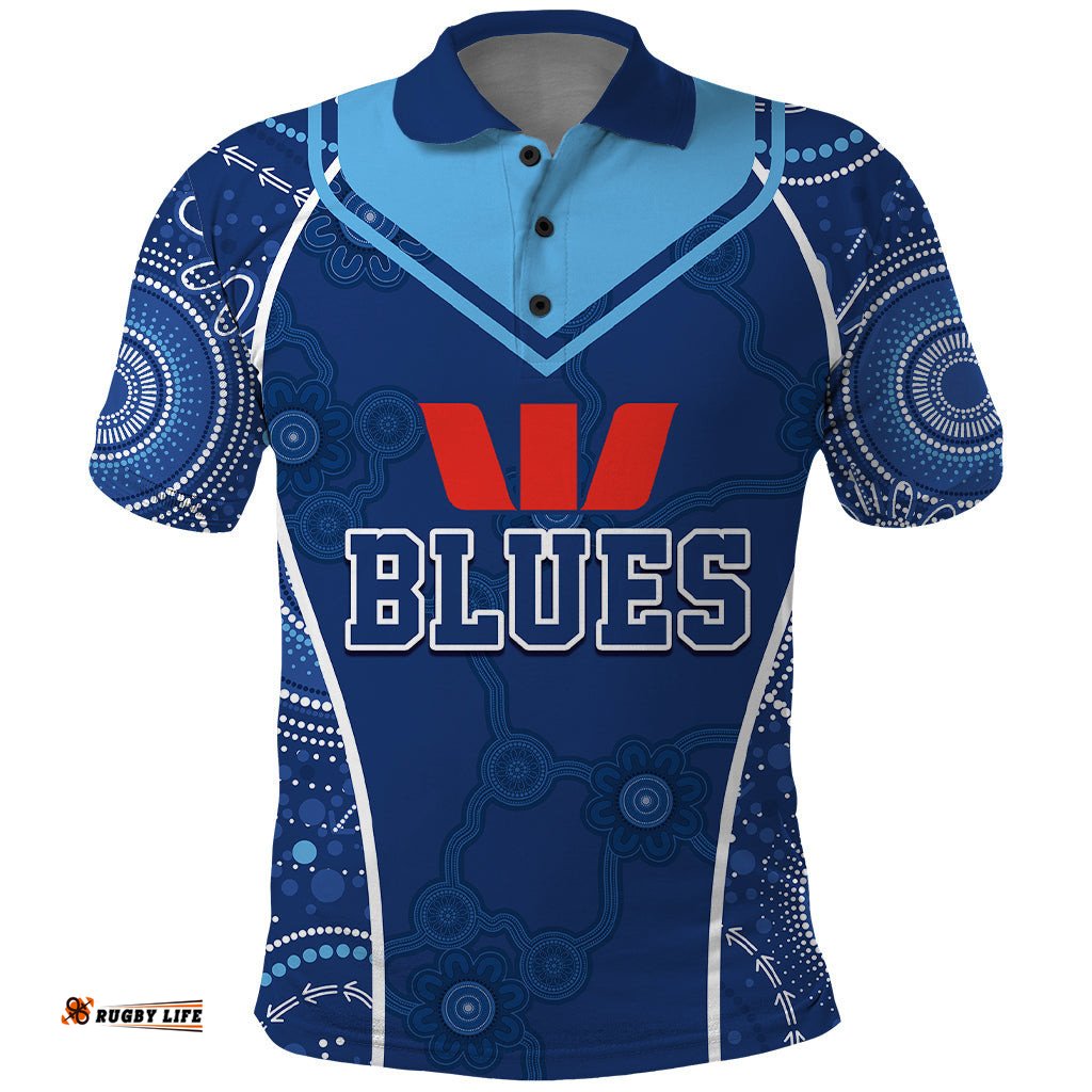 Personalised Indigenous NSW Blues Rugby Polo Shirt State Of Origin Blue Dynamic