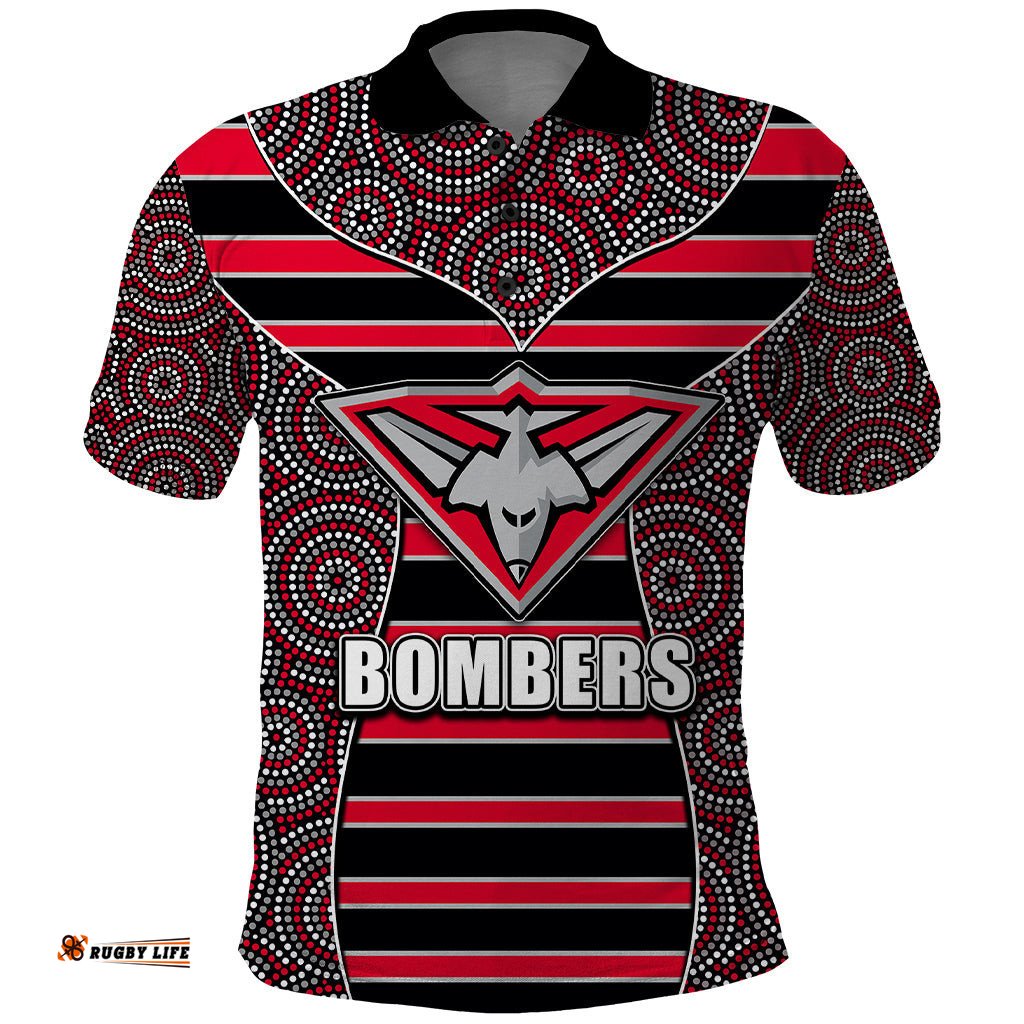 AFL - Bombers Polo Shirt Mix Dot Aboriginal