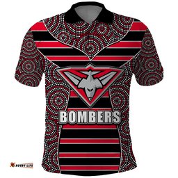 AFL - Bombers Polo Shirt Mix Dot Aboriginal