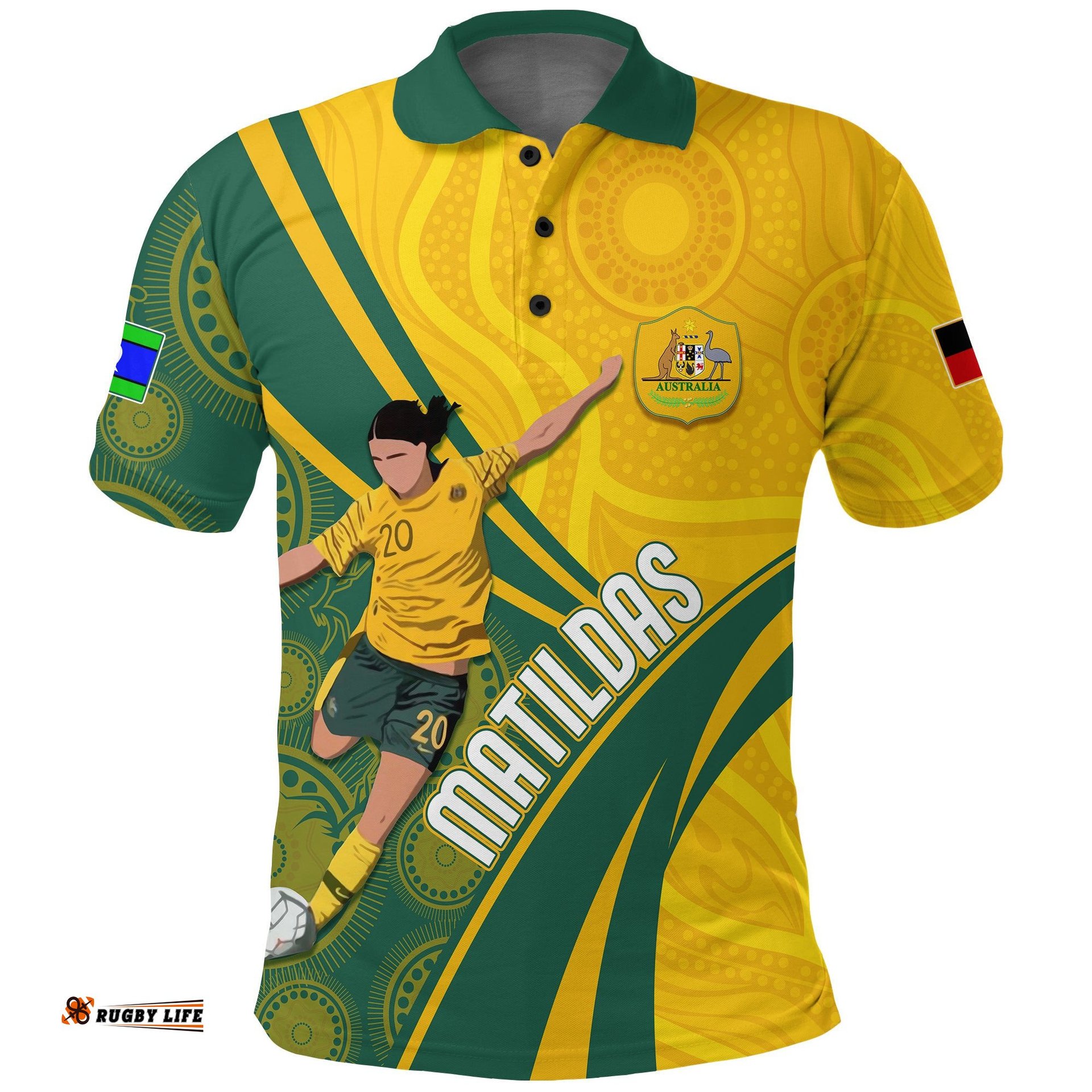 Personalised Australia Soccer Matildas Indigenous Polo Shirt Sam Kerr World Cup 2023