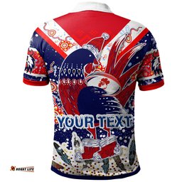 Roosters Rugby Christmas Polo Shirt - Custom Merry Christmas Sydney Roosters Indigenous Polo Shirt Amazing Aussie