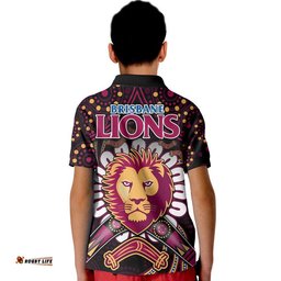 Brisbane Lions Football Polo Shirt Boomerang Indigenous Dots Amazing Aussie