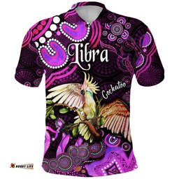 Australian Astrology Polo Shirt Libra Cockatoo Glider Zodiac Aboriginal Vibes - Pink Amazing Aussie