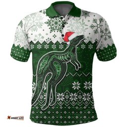 Aboriginal Christmas 2022 Kangaroo Polo Shirt Green Style Amazing Aussie