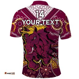 Custom Text And Number Broncos Rugby Polo Shirt Indigenous Pattern Artsy Ver.01 Amazing Aussie