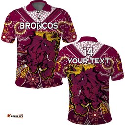 Custom Text And Number Broncos Rugby Polo Shirt Indigenous Pattern Artsy Ver.01 Amazing Aussie