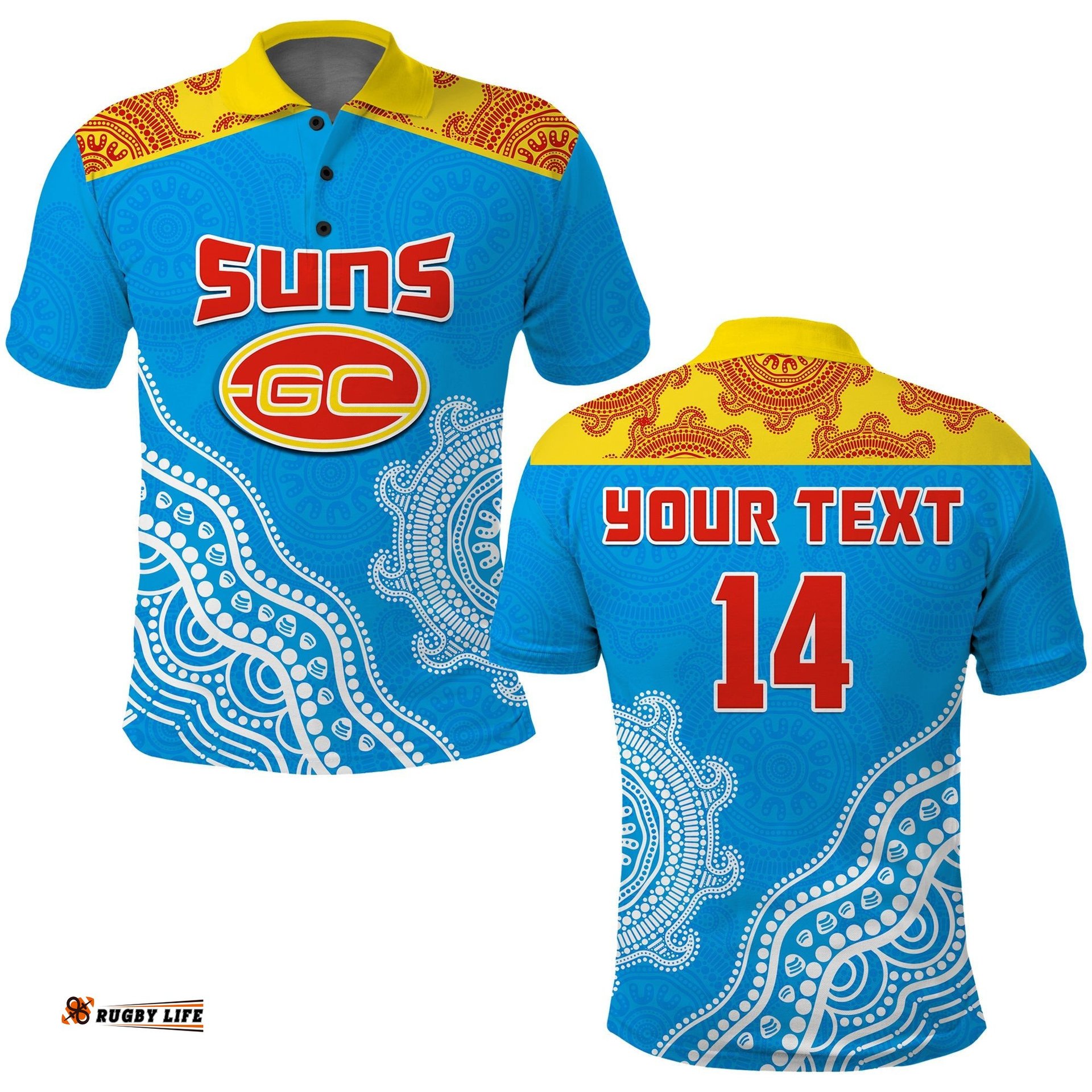 Custom Text And Number Suns Polo Shirt Go Sunnies Aboriginal Simple Style Amazing Aussie
