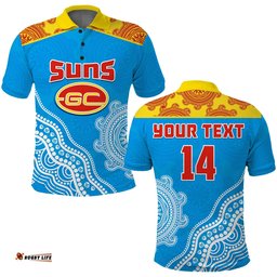 Custom Text And Number Suns Polo Shirt Go Sunnies Aboriginal Simple Style Amazing Aussie