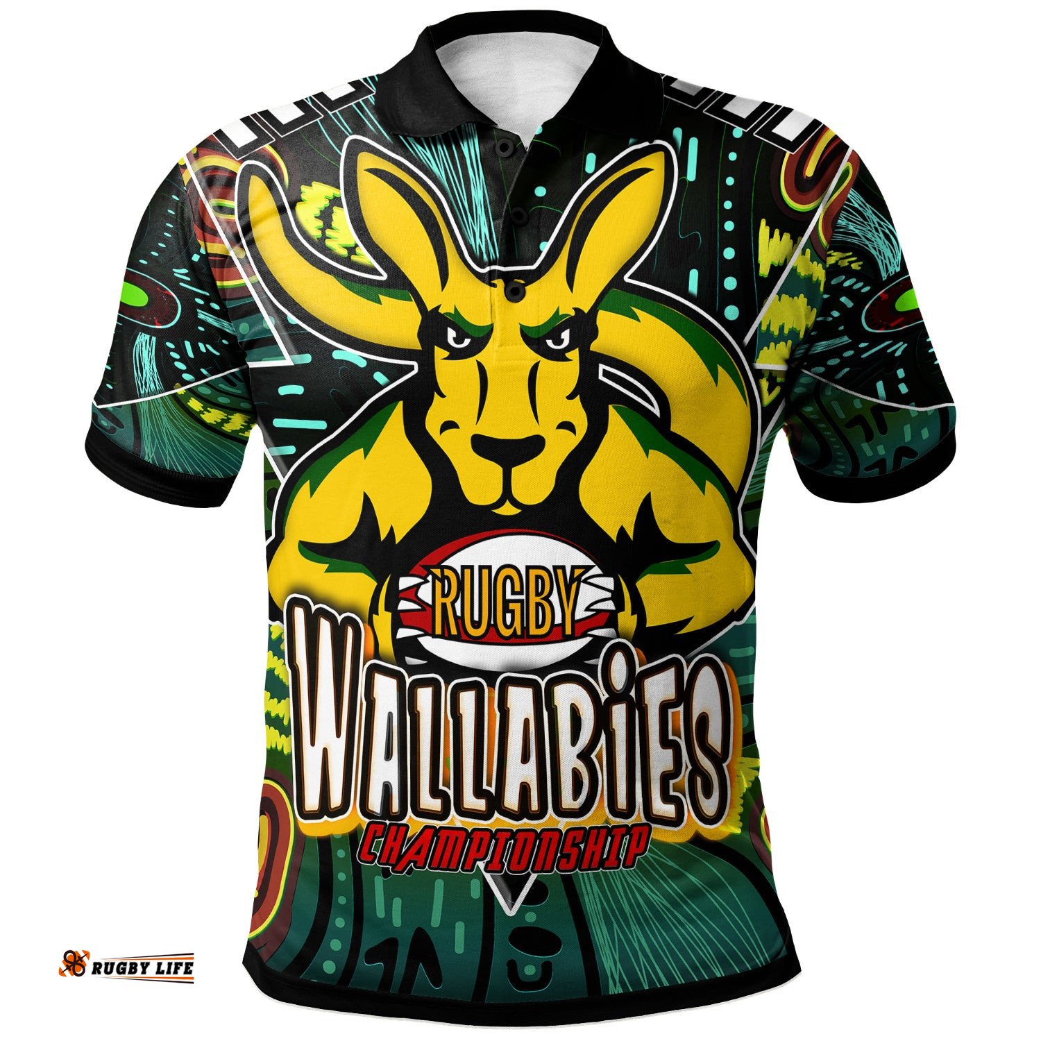 Wallabies Rugby Polo Shirt - Custom Kangaroo Rugby Championship Sport Aboriginal Culture Personalised Player And Number Polo Shirt Amazing Aussie