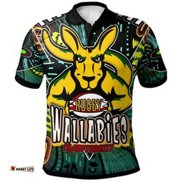 Wallabies Rugby Polo Shirt - Custom Kangaroo Rugby Championship Sport Aboriginal Culture Personalised Player And Number Polo Shirt Amazing Aussie