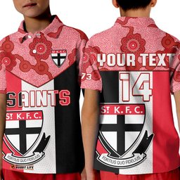 Custom Text And Number Saints Football Polo Shirt St Kilda 1873 Aboriginal Dot Painting Amazing Aussie