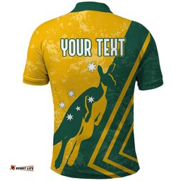 Personalised Australia Soccer Polo Shirt Green & Gold Go Socceroos