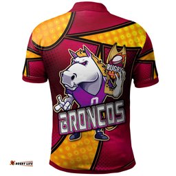 Broncos Rugby Polo Shirt - Custom Broncos Horse Rugby NRL Grand Final with Dot Painting Personalised Player And Number Polo Shirt Amazing Aussie