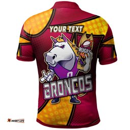 Broncos Rugby Polo Shirt - Custom Broncos Horse Rugby NRL Grand Final with Dot Painting Personalised Player And Number Polo Shirt Amazing Aussie