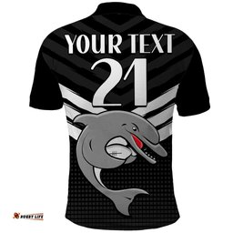 Custom Text And Number Redcliffe Dolphins Rugby Polo Shirt Simple Black Style