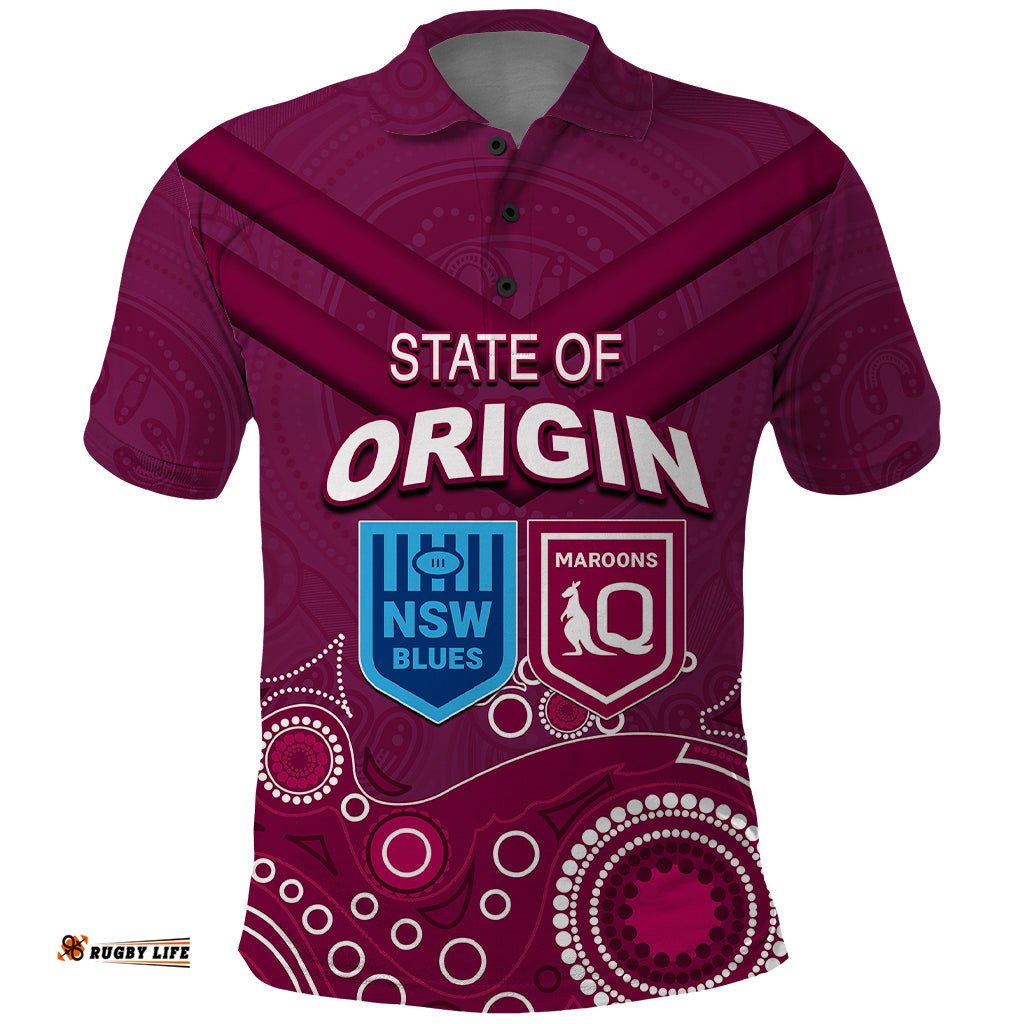 Custom State of Origin NSW Blues Vs QLD Maroon Rugby Polo Shirt Maroon Style