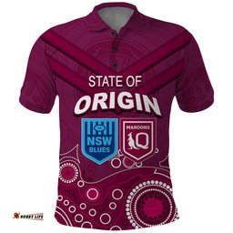 Custom State of Origin NSW Blues Vs QLD Maroon Rugby Polo Shirt Maroon Style