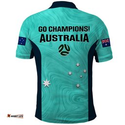 Australia Soccer Polo Shirt Turquoise Matildas World Cup 2023 Go Champions