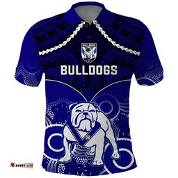 Personalised Bulldogs Rugby Polo Shirt Go Doggies Aboriginal Mix Polynesian Pattern