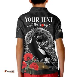 Custom Personalised Magpies Football ANZAC Day Polo Shirt Speical Poppy mix Aboriginal Amazing Aussie