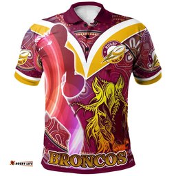 NRLW Broncos Rugby Polo Shirt - Custom Rugby Ball Indigenous Aboriginal Broncos Women Polo Shirt Amazing Aussie