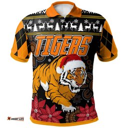 Tigers Rugby Christmas Polo Shirt - Custom Tigers Merry Christmas Aboriginal Polo Shirt Amazing Aussie