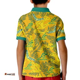 Wallabies Rugby Polo Shirt Golden Wattle Aboriginal Boomerang Style Hawaii Amazing Aussie