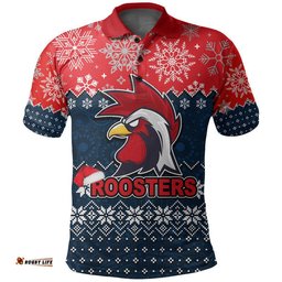 Roosters Rugby Polo Shirt Christmas 2022 Amazing Aussie