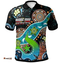 Australia NAIDOC Week 2022 Custom Polo Shirt - Torres Strait Island NAIDOC Week 2022 Quotes Get Up, Stand Up, Show Up Aboriginal Inspired Polo Shirt Amazing Aussie