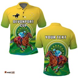 Custom Personalised Australia Devonport Cup 2023 Polo Shirt Horse Racing Indigenous Art Amazing Aussie